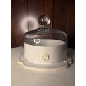 Princess House Pavilion Cheese Dish Dip Bowl With Crystal Cloche Dome Lid